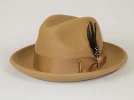 Men's Milani Wool Fedora Hat Soft Crushable Lined FD219 Tan Camel image 3