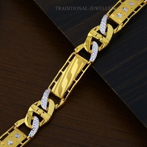 22K Yellow gold Men&#39;s Bracelet Beautifully handcrafted diamond cut design 211 - £2,721.32 GBP+