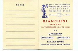 Bianchini Gold &amp; Silversmith Business Card Firenze Italy with Map - $13.86