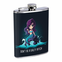 Mermaid Salty Beach Em1 Flask 8oz Stainless Steel Hip Drinking Whiskey - £11.90 GBP