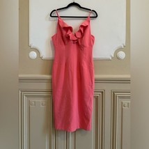 Bardot Midi Dress V Neck Ruffled Melon Sz 6/S Bridesmaid Wedding Party - $1,192.56 MXN