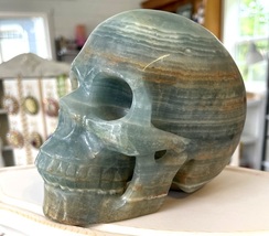 Large Master Lemurian Crystal Skull Activated Aquatine Calcite Ascension Skull  - £411.14 GBP