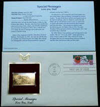 Special Messages LOVE YOU, DAD! 22K Gold Stamp USPS First Day of Issue 1987, - £8.81 GBP