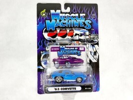 New On Card! Muscle Machines Blue 1963 Chevy Corvette - £9.37 GBP