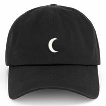 Trendy Apparel Shop XXL Crescent Moon Embroidered Unstructured Cotton Cap - Blac - £17.62 GBP