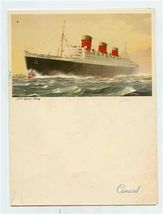 Cunard Line Menu RMS Queen Mary Cover 1958 - $14.85