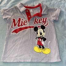 Disney Mickey Mouse Baby Boy Jersey Shirt 18 Months Gray W/ Red Letters ... - $6.65
