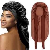 2Pcs Bonnets for Black Women Braid Bonnet, Large Long Bonnet Satin Bonne... - £15.62 GBP