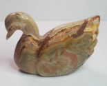 Onyx Stone Swan Bird Figurine Carved Veined Heavy Shelf Table Decor Marb... - $19.75