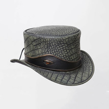 Crocodile | Men&#39;s Festival Steampunk 100% Genuine Leather Top Hat Handmade - £33.58 GBP+