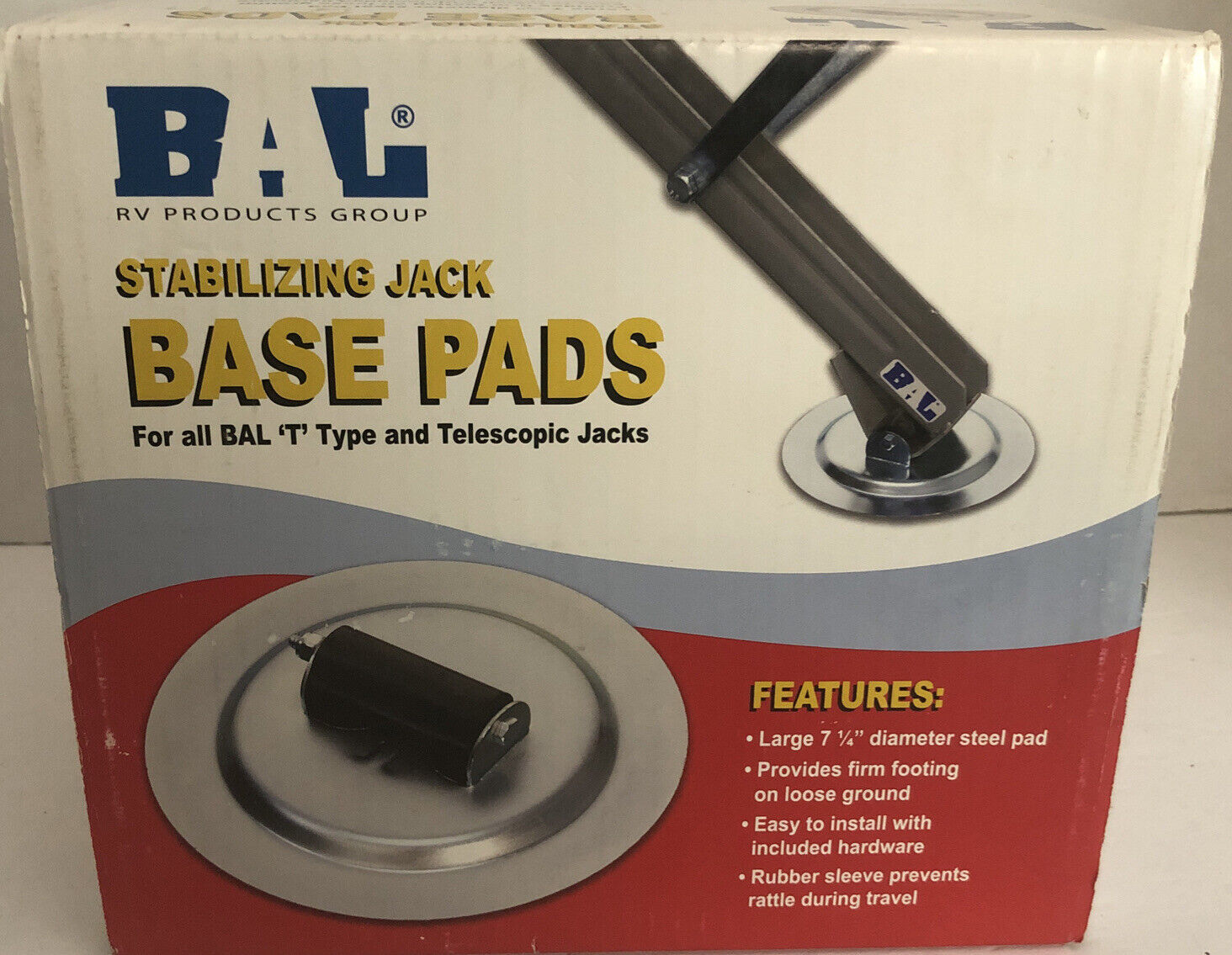 Bal Trailer T-Type/Telescopic Stabilizing Jack Base Pads 7-1/4&quot; Dia 4 Se... - $72.15