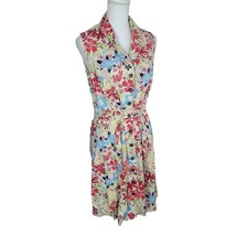 Christopher &amp; Banks Dress Collar Sleeveless Floral Bright Womens 12 Butt... - $26.80