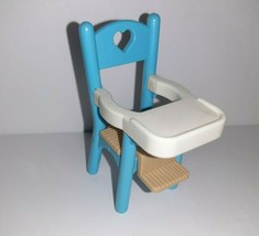 Fisher Price Loving Family Dollhouse Baby Blue High Chair Vintage 80s Ea... - $7.43
