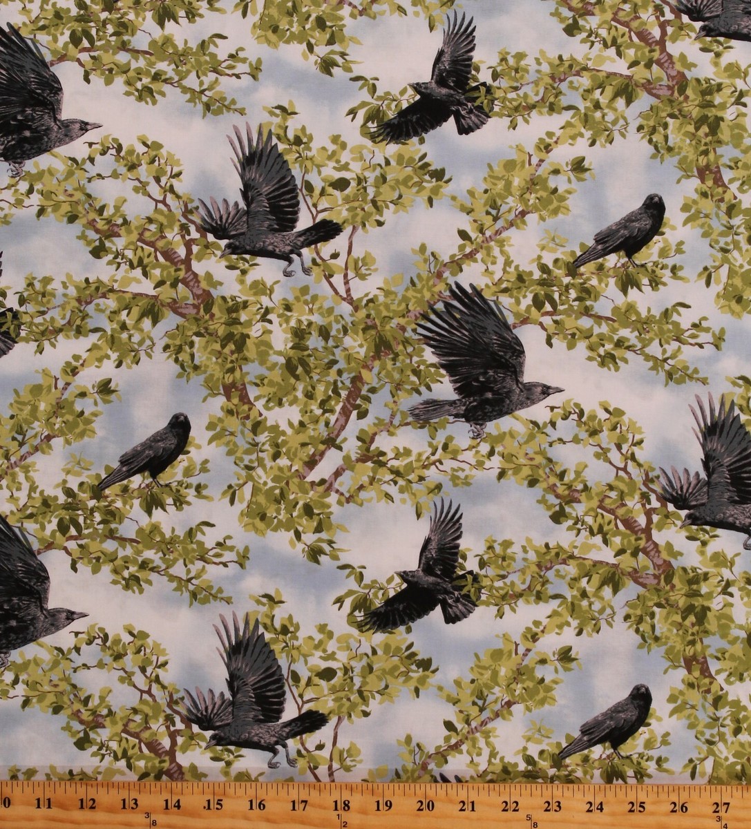 Cotton Crows Birds Ravens Wildlife Nature Born Free Fabric Print by Yard... - $12.49