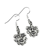 Green Man Earrings Antique Silver Front Facing Ethnic Woodland Free Post UK - £2.99 GBP