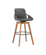 31&quot; Gray And Black Iron Swivel Bar Height Bar Chair - $5,420.30 MXN