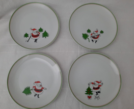 1979 Fitz &amp; Floyd Variations Japan Santa Claus Christmas Tree Set of 4 Plates - £31.61 GBP