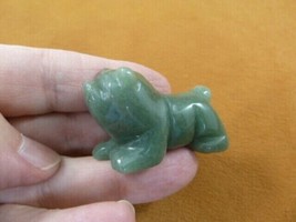 (Y-DOG-EB-574) green BULLDOG bull dog gemstone carving FIGURINE stone lo... - $14.01