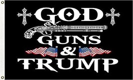 God Guns &amp; Trump Flag - 3x5 Ft - £10.19 GBP