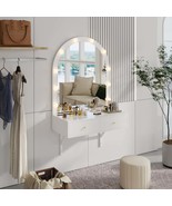 White Floating Vanity: Mirror, Lights, &amp; Storage - $190.99