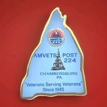 AMVETS Post 224 Chambersburg PA Pin Gold Tone Enamel USA Veteran - $12.95