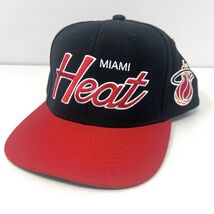 Miami Heat Script Logo NBA SnapBack Cap Hat Mitchell &amp; Ness Hardwood Cla... - $20.72 CAD