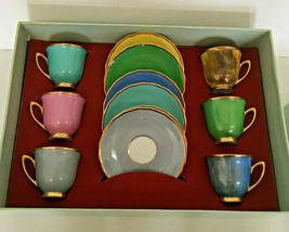 Vintage cup and saucer 12 piece set RGK multi color  china from czechoslovakia - £36.36 GBP