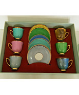 Vintage cup and saucer 12 piece set RGK multi color  china from czechosl... - £35.68 GBP