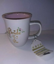 Bride To Be Coffee Mug By 10 Strawberry Street Wedding White Gold Pink Flower - £11.70 GBP