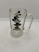 Vintage Minnie Mouse Glass Mug Stein Clear Heavy with Handle Beer Disney - $9.46