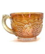 Vintage Carnival Glass Cup Iridescent Marigold  Grape Vine Pattern - $67.22 CAD