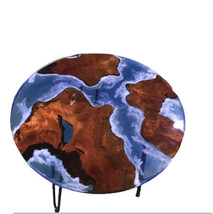 Ocean Themed Round Epoxy Resin Coffee Table Top Handmade Natural Acacia Wood Top - £221.94 GBP+
