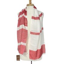 NEW Soft Surroundings RED WHITE Stripe SEMI SHEER Lightweight Cotton Scarf - $13.85