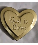 Vtg Sm Inscribed God Is Love Heart Shape Gold Tone Book Marker Page Hold... - $7.70