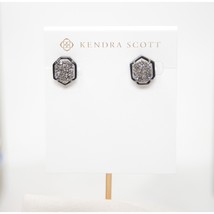 Kendra Scott Taylor Platinum Drusy Gunmetal Stud Earrings NWT - £50.86 GBP