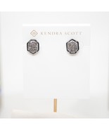 Kendra Scott Taylor Platinum Drusy Gunmetal Stud Earrings NWT - £51.03 GBP