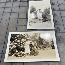 Vintage Photograph Women In Hat 1938 Posing With Flowers Pretty El Paso - $10.92