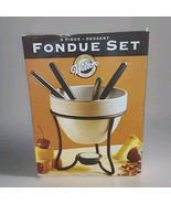 VTG White Dessert Fondue Set  8pcs 4 Forks, Bowl, Stand Candle Warmer NI... - $20.58 CAD
