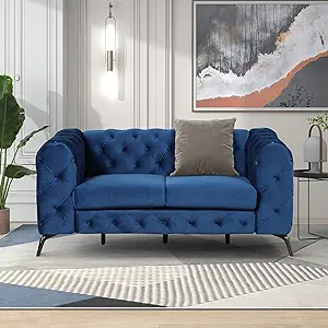 Merax Velvet Upholstered Loveseat Sofa, Modern 2-Person Couch with Butto... - $855.99