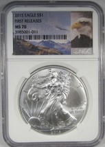 2015 Silver Eagle NGC MS70 1st Releases Eagle Label AJ740 - £52.36 GBP