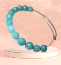 Handmade Natural Gemstone Balance Bracelet Blue Amazonite Beaded - £18.08 GBP