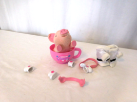 Toy Teck Flocked Teacup Piggies Pink Pig Talks 6” Jade Rare Dark Pink Cu... - £22.93 GBP