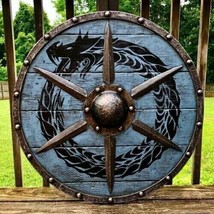 Authentic Viking Ouroboros Battleworn Shield | Wooden Cosplay Shield | Medieval - £87.43 GBP