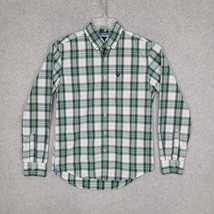 American Eagle Men&#39;s Button Up Shirt Long Sleeve Athletic Fit Green Plai... - $10.22