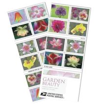 Garden Beauty Self-Adhesive Forever Stamps for First-Class Mail, Book of 20 - Pe - £12.50 GBP
