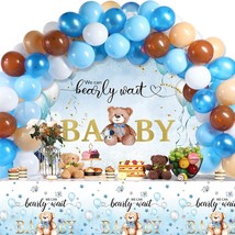 67 Pieces Bear Baby Shower Decorations Bearly Wait Bear Baby Shower Tablecloth B - £31.96 GBP