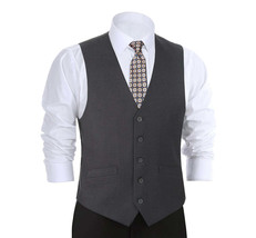 Men&#39;s Suit Separate Vest V-neck Adjustable Strap 5Button 2Pockets 202-1 ... - £35.55 GBP