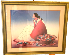 R.C. Gorman &quot;Navajo Dawn&quot; Newly Custom Framed Litho Southwest Art New Mexico - £235.90 GBP