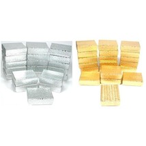 Gold &amp; Silver Color Cotton Boxes Pendants Charm Jewelry Displays 2 1/8&quot; - £17.73 GBP