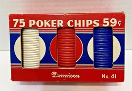 Vintage Dennison No 41 Poker Chips Unbreakable Noiseless 75 In Original Box  - £11.46 GBP